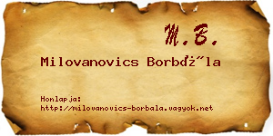 Milovanovics Borbála névjegykártya